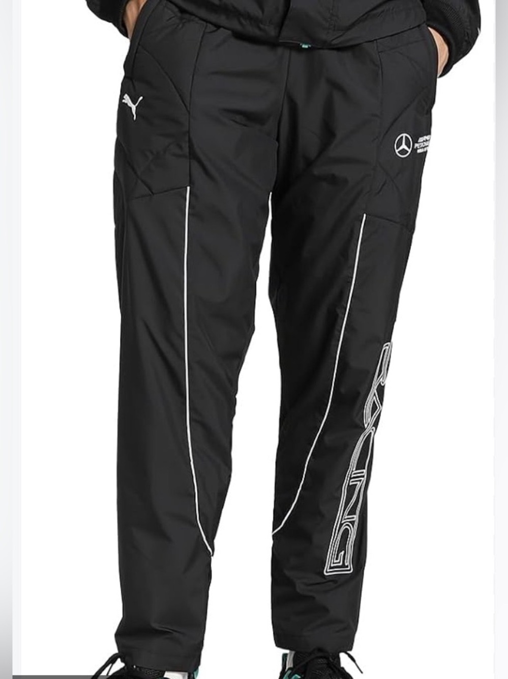 Puma Men’s Black Joggers with White Piping and Logos